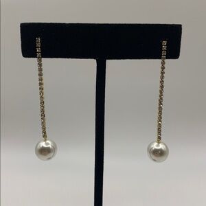 Gold-tone Faux Pearl Drop Earrings